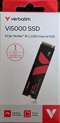 1TB Verbatim Vi5000 SSD - M.2 2280 PCIe Gen4 (read/write bis zu 5000/4500 MB/s)