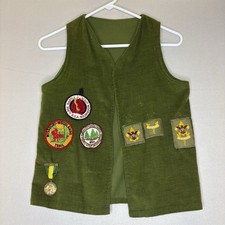 Boys Scouts Of America Green Vest Felt Vintage Patches Medal BSA