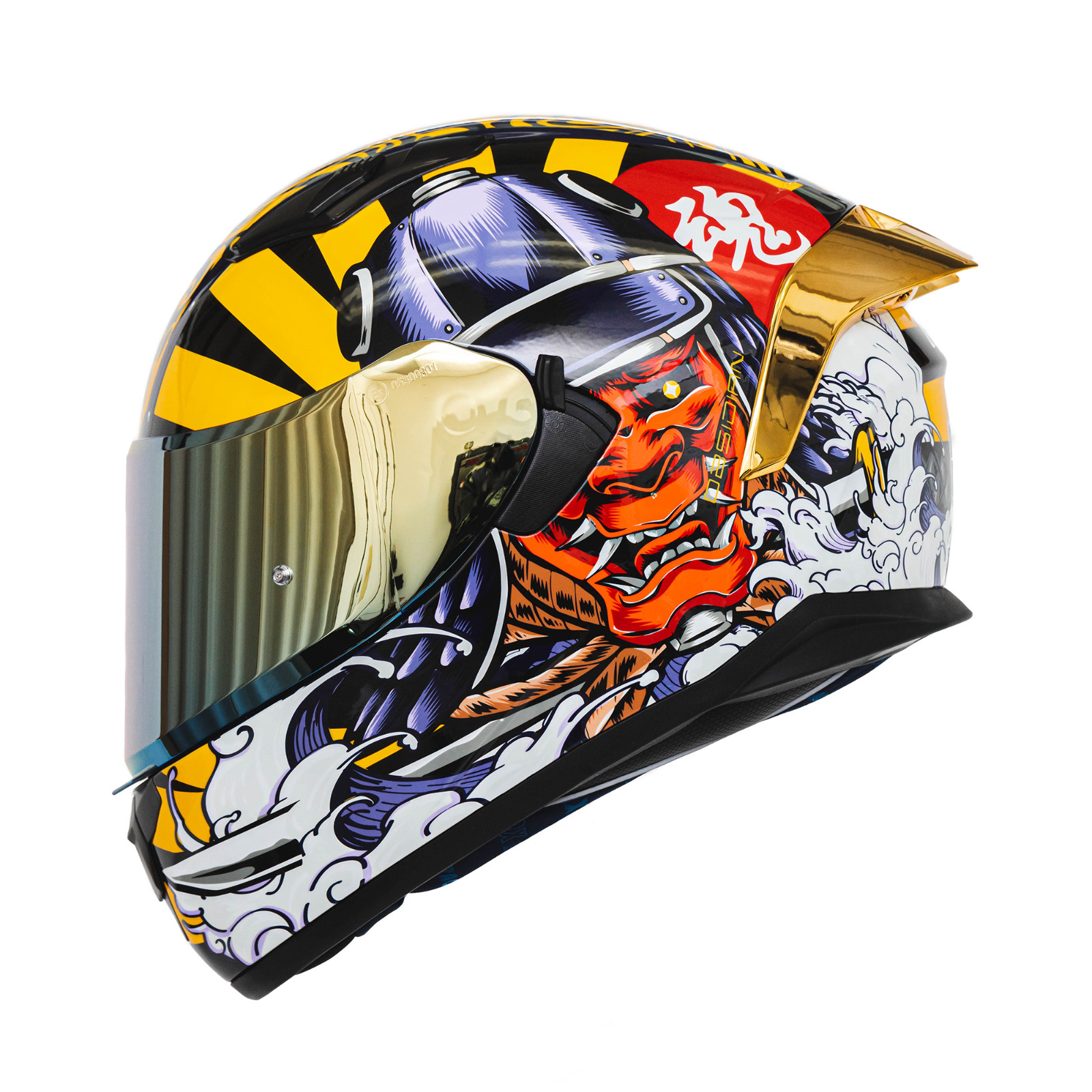 HAX Obsidian Full Face Motorcycle Helmet Dual Visor Pinlock Ready Samurai Gold