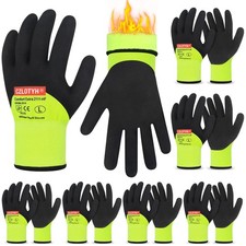 Czlotyh 6 Pairs Winter Work Gloves Waterproof Insulated Yellow XL