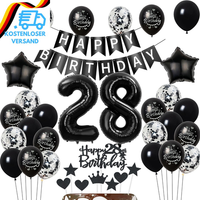 Luftballons 28 Geburtstag Dekoration,Schwarz Tortendeko Geburtstag 28 Jahre Mann