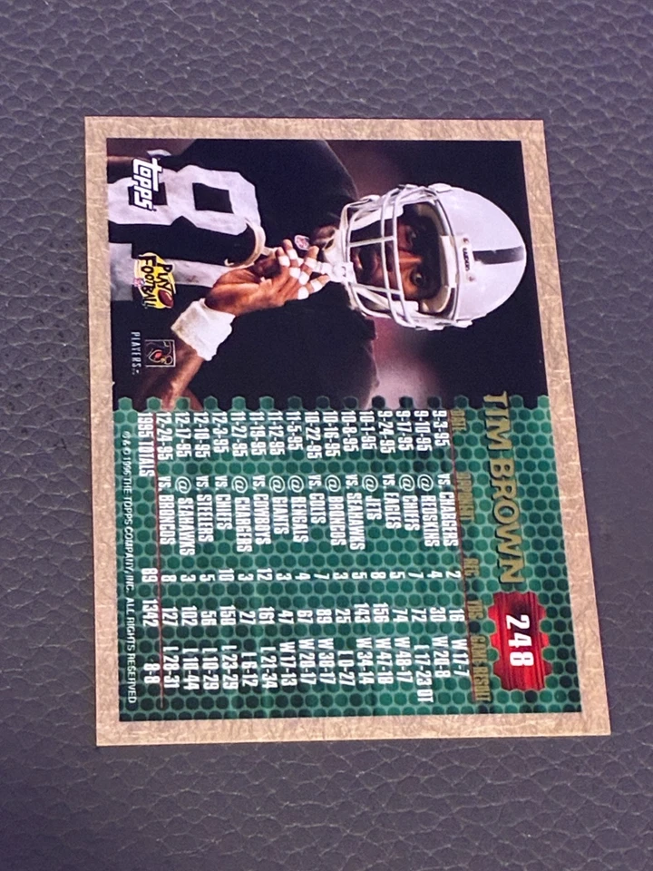 1996 Topps #248 Tim Brown 1000 Yard Club - Oakland Raiders - Image 2 of 2