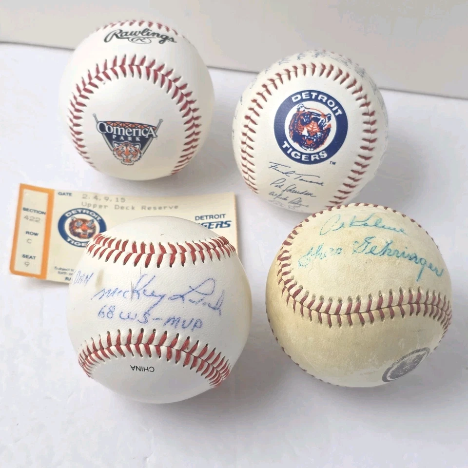 Lote de béisbol firmado Charlie Gehringer HOF Al Kaline Mickey Lolich Detroit Tigers Foto 4 de 4