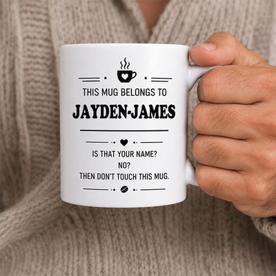 Personalisierte Namenstasse Jayden-James lustig Geburtstagsgeschenk Tee Kaffeetasse
