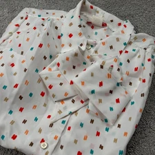 Vintage Laura Mae Women's 8 Button Up Blouse Secretary Pussycat Bow 70s