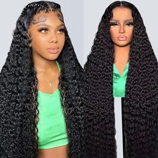 13x6 Deep Wave Lace Front Wigs Human Hair Pre Plucked 200 Density Curly Wig Huma