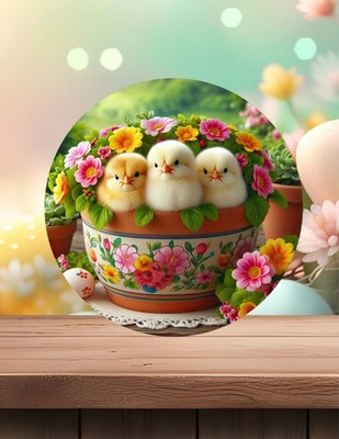 Easter~ Chicks~ 10 inch~ Metal~ Round ~Sign~ FREE shipping~ CHOICE~ Gifts