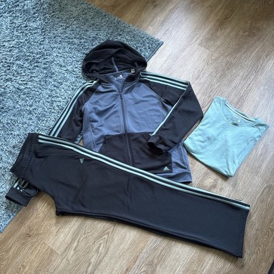 Adidas Vintage Trainingsanzug | L | Damen | Schwarz mit grün Details | 