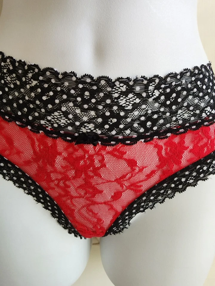 Bragas de encaje DKNY negro y rojo lunadote 7-L Foto 3 de 4