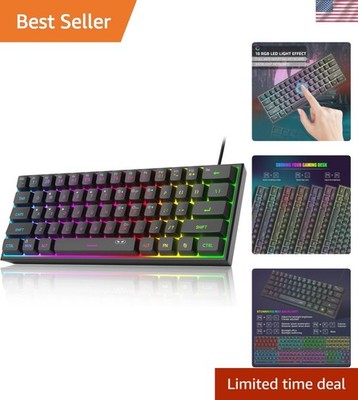Mini 60% Gaming Keyboard, RGB Backlit 61 Key Ultra-Compact Keyboard, TS91 Erg...