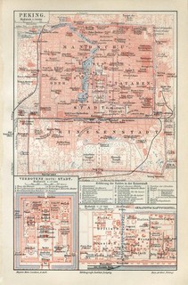 1899 CHINA BEIJING PEKING CITY PLAN FORBIDDEN (RED) CITY DIPLOMATIC QUARTER Map