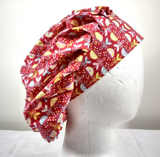 Bouffant Scrub Cap Chemo Hat Chef Handmade Cotton Retro Floral 23.5  to 33.5  
