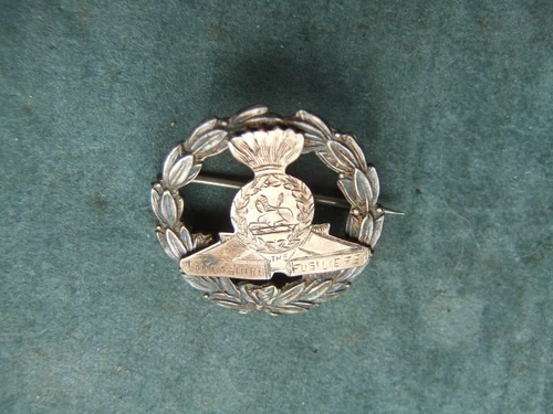 WW1 Trench Art badge Lancashire Fusiliers Sweetheart military rose gold & silver