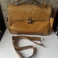 Piquadro Valigetta Computer Quadrata Pelle Blu Flapover Borsa Viaggio Tan 