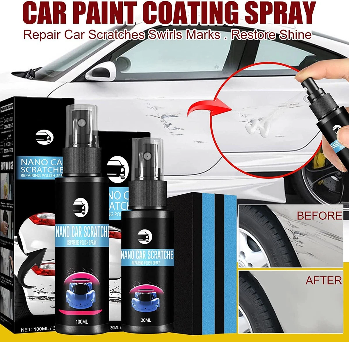 Car Nano Scratch Repairing Polish Spray for Auto Detailing Car