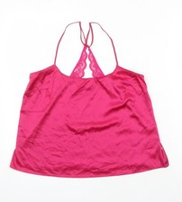 M S Womens Pink Solid Polyester Cami Pyjama Top Size L