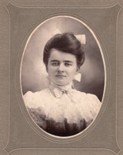 SALE Lovely Young Woman w Hair Bow &Collared Lace Dress Antique Mounted Photo