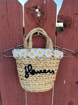 Zara Straw Basket Purse Mini Bag Daisy Flower Blogger Boho Hippie 90s Small New 