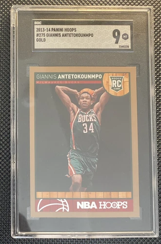 2013-14 Hoops Giannis Antetokounmpo Gold Rookie RC #275 SGC 9 Bucks 