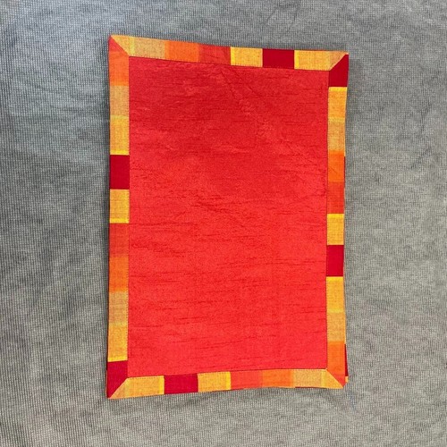 Reversible Set of 4 Placemats Burgundy & Yellow BoHo Summer Table Nook 13"x19" - Picture 4 of 7