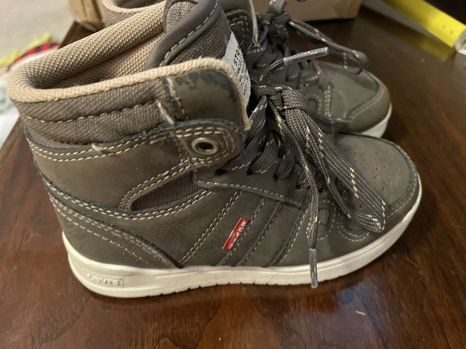Levi Strauss Toddler Shoes Laceup Boot Style Size 10 Child High Top Sneakers Brn - Image 4 of 4
