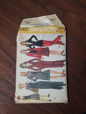 Simplicity Sewing Pattern #5140 Misses Blazer Vest Skirt Pants Sz 8. -CUT-