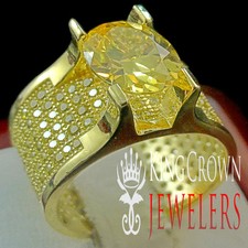 REAL SOLID SILVER ENGAGMENET BRIDAL WEDDING CANARY LAB DIAMOND PINKY RING BAND