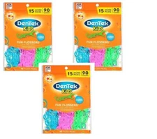 BL  Dentek Kids Floss Picks Fun Flossers 90 Count ---THREE PACK