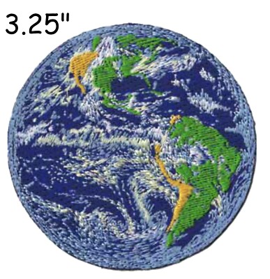 3.25'' World Planet Earth Patch Embroidered iron-on Nature Gift Applique