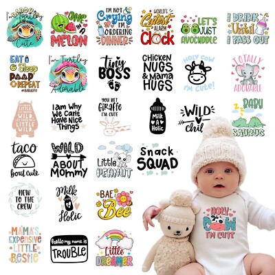 Baby Shower Games Iron on Transfers, 30 Sheets DTF Transfers Ready to Press B...