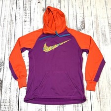 Nike Big Swoosh Therma-Fit Colorblock Purple Orange Just Do It Hoodie Women Med