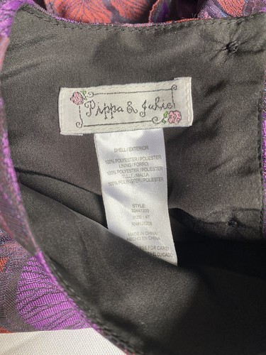 Girls Pippa and Julie Dress Size 3 4 Purple Red Jacquard Floral Party Dress - Picture 5 of 8