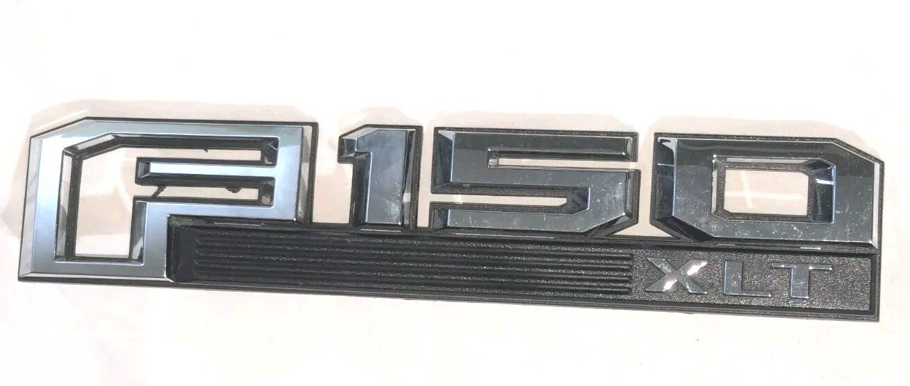 1980s? 1990s? FORD F-150 XLT Fender Emblem Nameplate Badge BLACK CHROME Letters