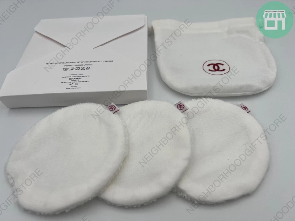 Chanel Juego de 3 Almohadillas Desmaquillantes de Algodón Lavables Nº 1 Reutilizables 3.5 pulgadas .NUEVAS Foto 2 de 4