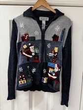 Vintage Tiara International Christmas collection zip sweater cardigan small