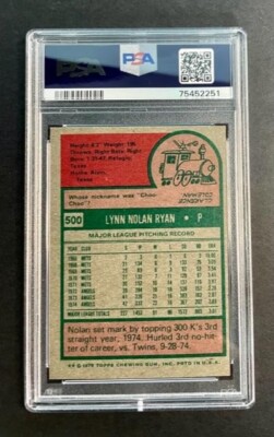 VINTAGE 1975 Topps - NOLAN RYAN # 500 - HALL OF FAMER