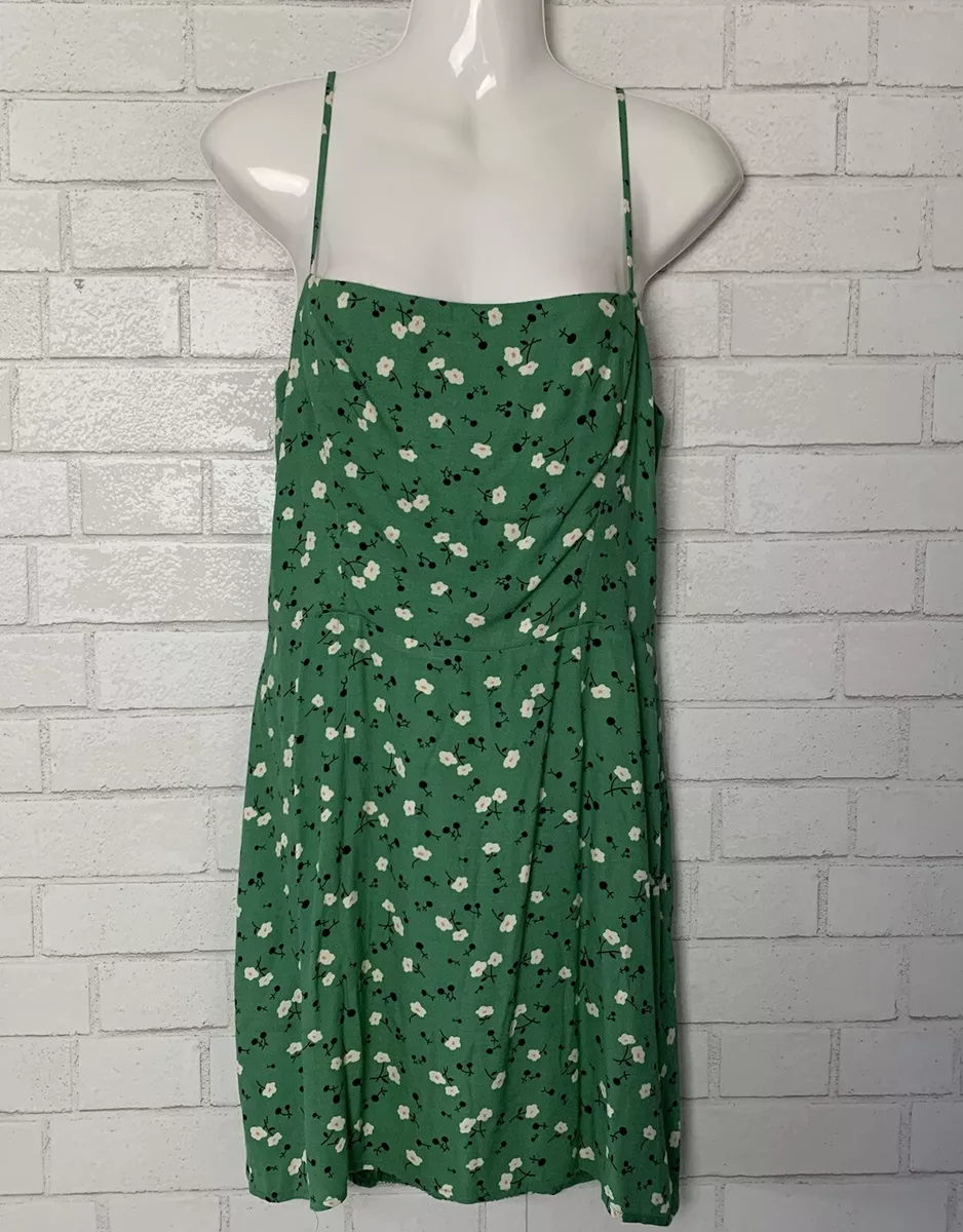 Reformation Sam Mini Dress Green Floral Size 8 Blogger Favorite