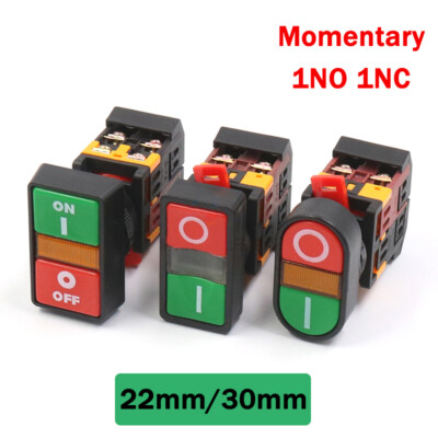 22mm/30mm Dual Start Stop Push Button Switch Momentary Panel Mounting Green/Red