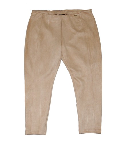 Suede Faux Leather Cropped Pants Beige 