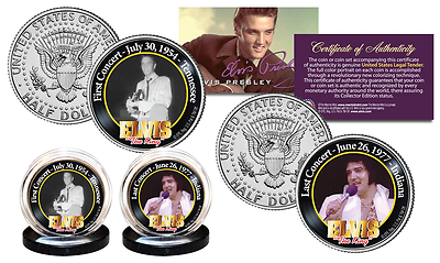 希少美品　Fender Elvis Presley Kingman ケース付き ELVIS PRESLEY * First & Last Concert * Kennedy Half Dollar 2-Coin