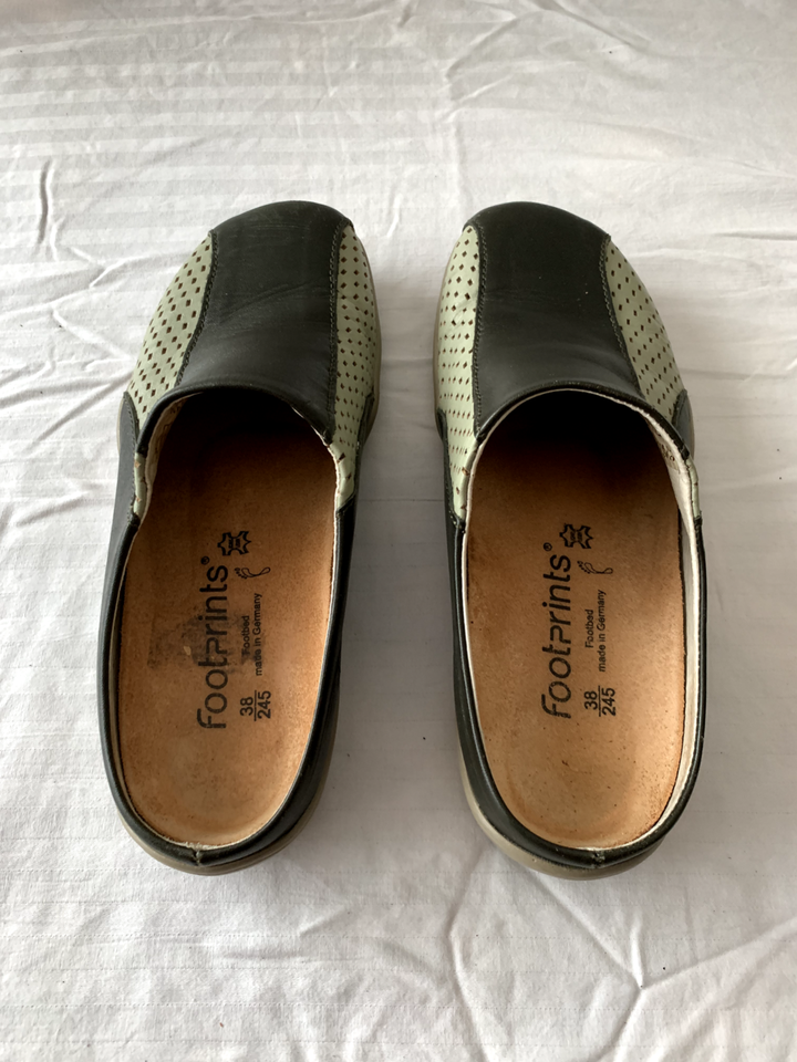 Birkenstock Footprints Size 38 Medium Two Tone Green Slip On Outline Birkenstock footprints size 38 medium two tone green slip on outline