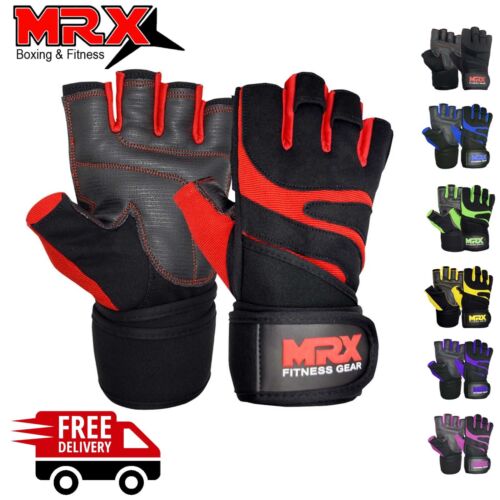 MRX Men Weightlifting Gloves With Wrist Wrap Weight Workout Gym/Training/Fitness - Afbeelding 1 van 41