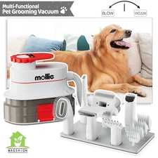 Professional Pet Grooming [VACUUM+BLOWER] Kit Dog Hair Dryer Shedding Brush Tool