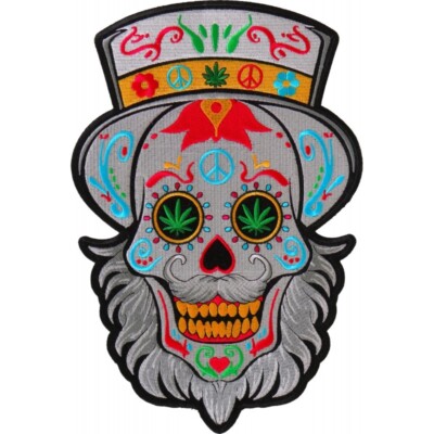 Captain Trips Sugar Skull Hippy Large  Sew On  Embroidered Patch Grateful  Dead