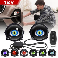 3'' 12V LED Dynamic Devil Eyes Lights Car Remote Control Headlight Retrofit