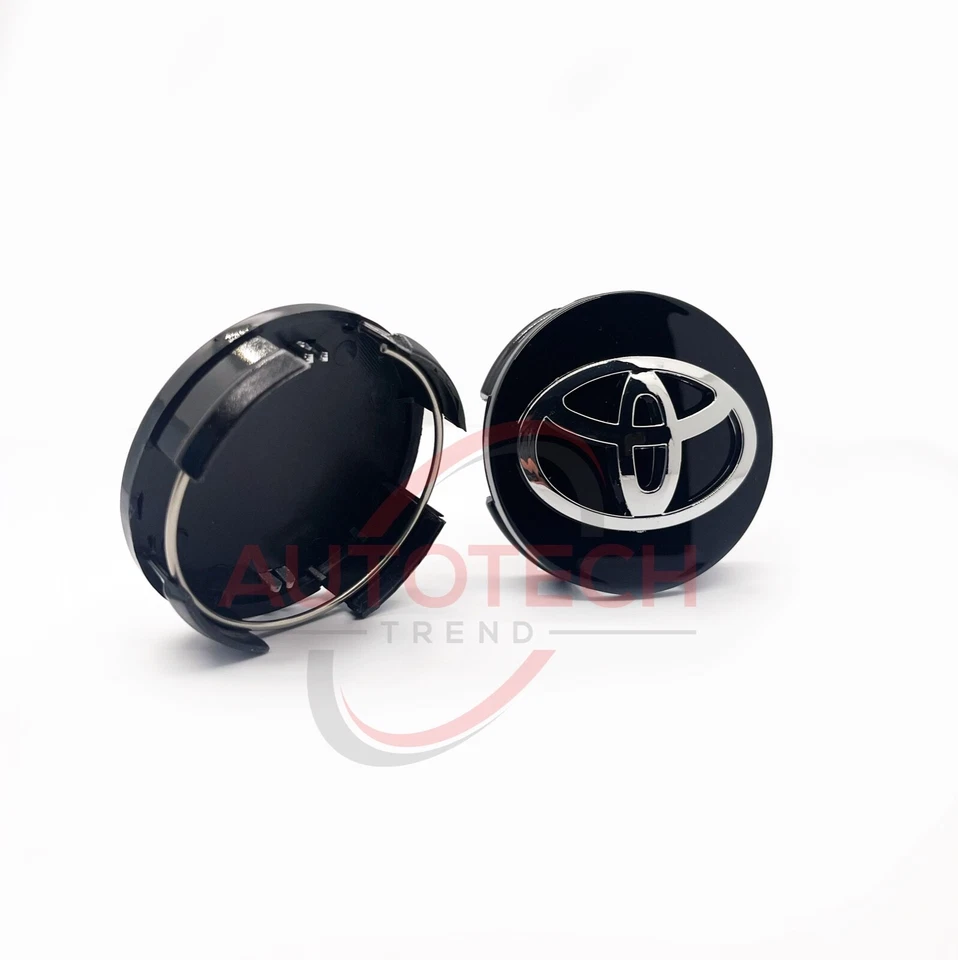 SET OF 4 TOYOTA WHEEL RIMS CENTER CAPS BLACK/CHROME LOGO 62MM CAMRY/COROLLA - Image 3 of 4
