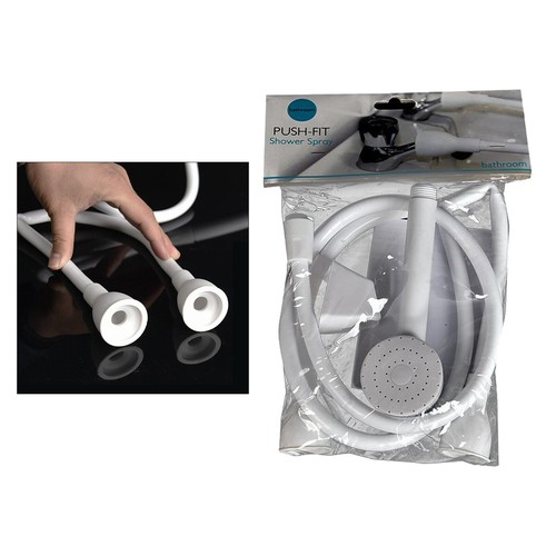 Double Tap Bath Shower Spray Head Hose PUSHFIT Indoor Outdoor Washing