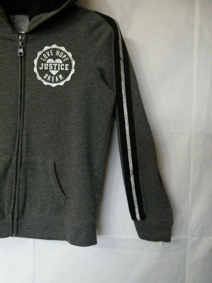 Sudadera con Capucha Justice Girl Piel Sintética Cremallera Completa Logo Gris Talla 12 Foto 3 de 4