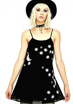 NEW NWT $88 DOLLS KILL BLACK COSMIC MAGIC BEADED STAR MOON DRESS CURRENT  MOOD M | eBay