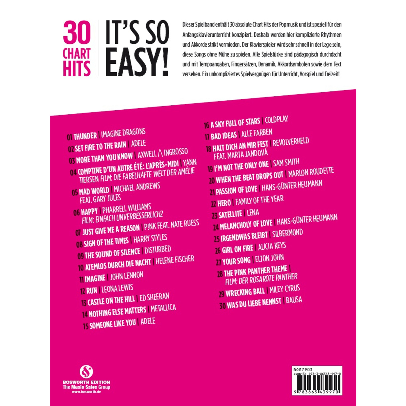 Thumbnail - Bosworth Music 30 Charthits - It's So Easy